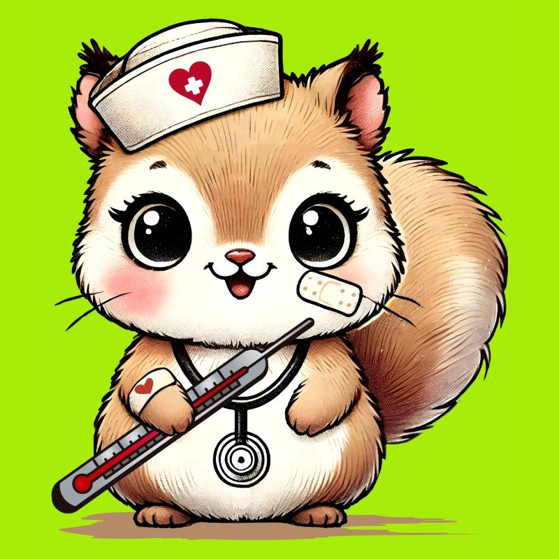 Bezauberndes Eichhörnchen als Krankenschwester