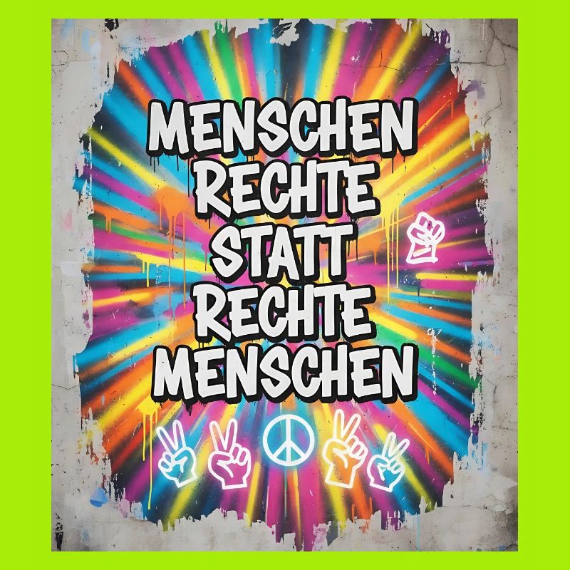 Buntes Graffiti Menschenrechte Statement