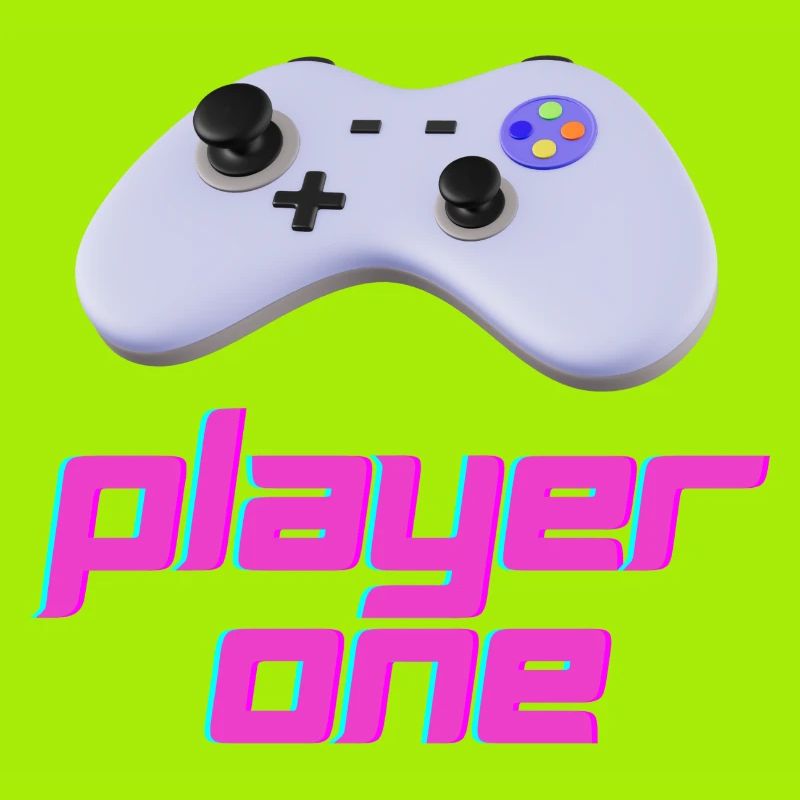 Neon Retro Controller Spieler Eins