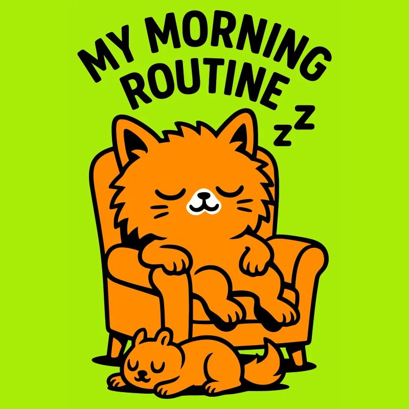 Routine matinale chat