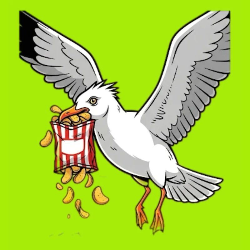 Möwe mit Chips Snack Design