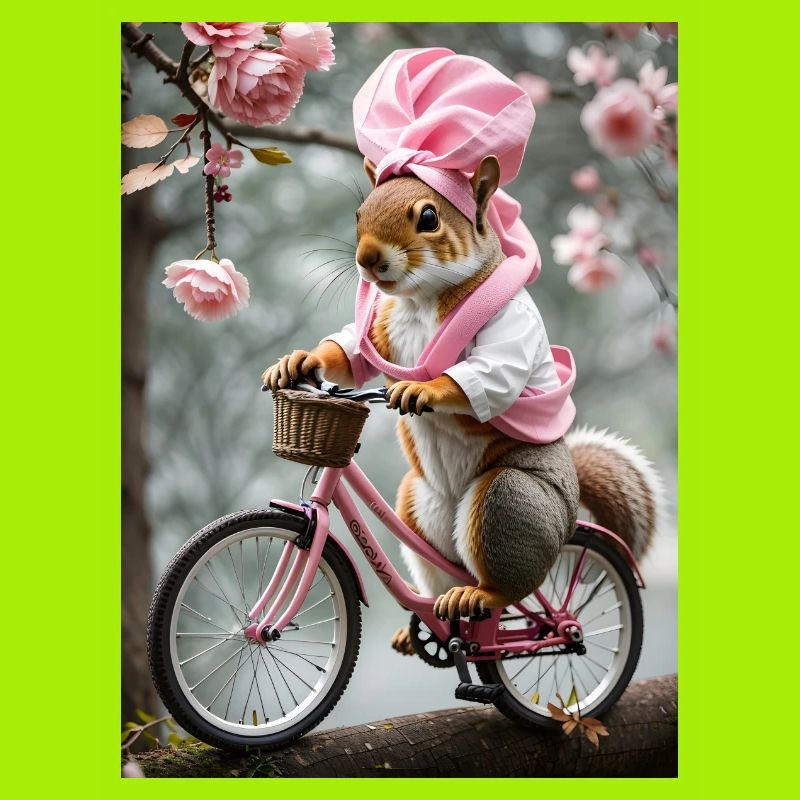 Squirrel on a bicycle