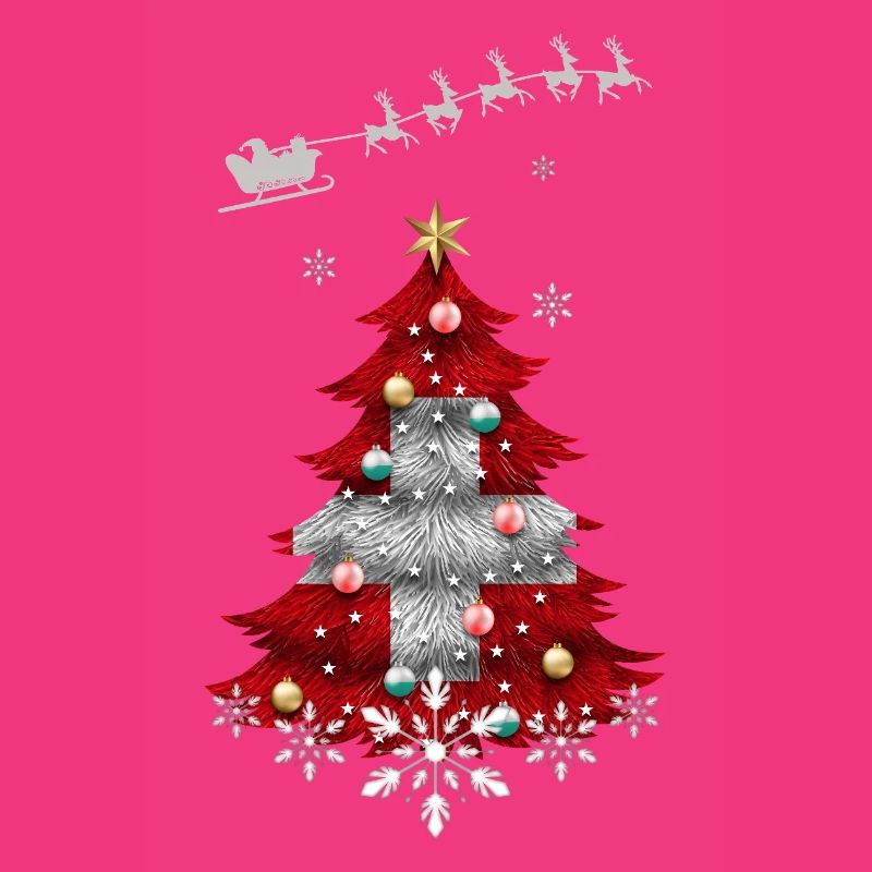 Weihnachtsbaum mit Schweizer Fahne
