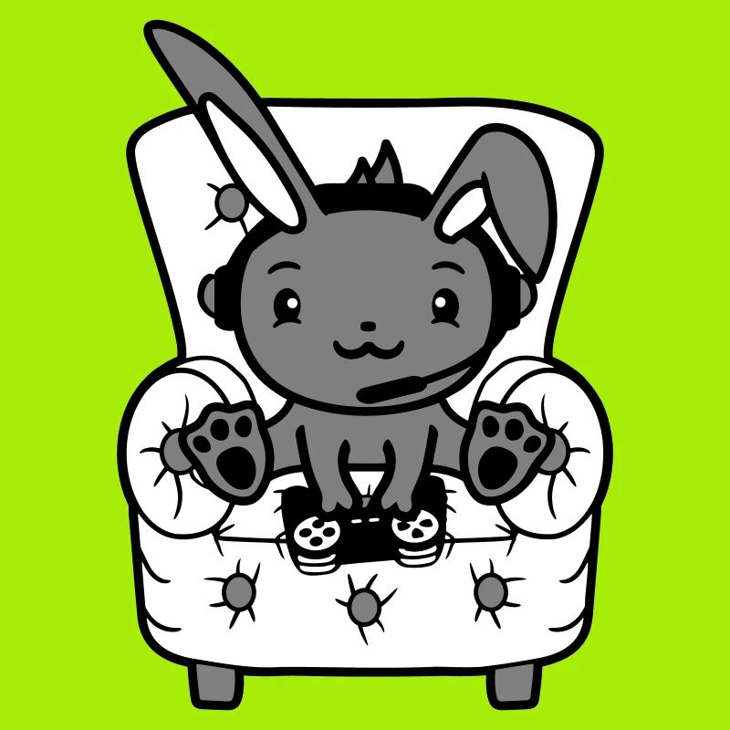Bunny Playing Controller Console Headset Gamer Nerd