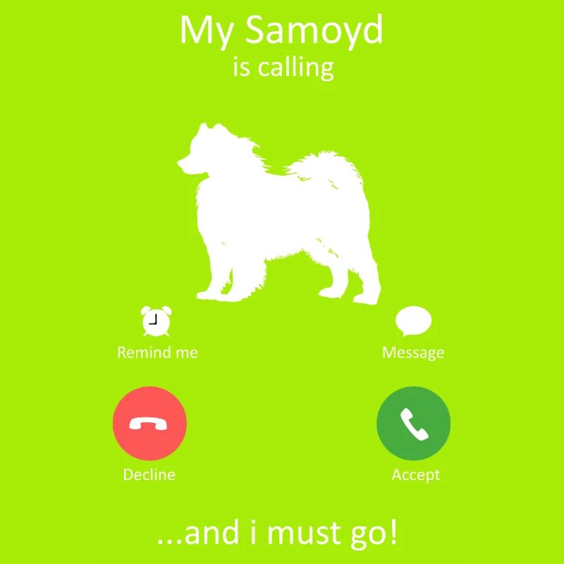Interface téléphonique Samoyède appelant le chien drôle