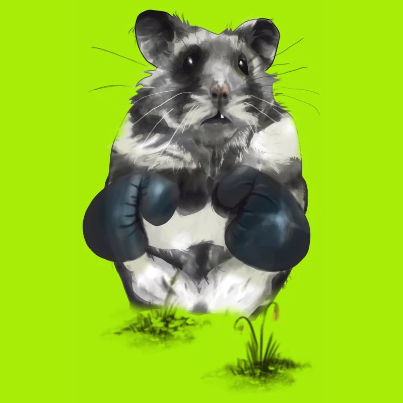 Hamster combatif sur le ring de boxe