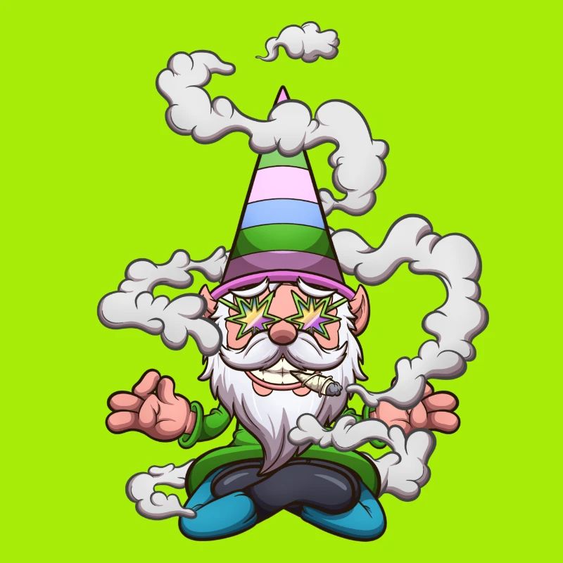 Funny Gnome Smoking A Joint