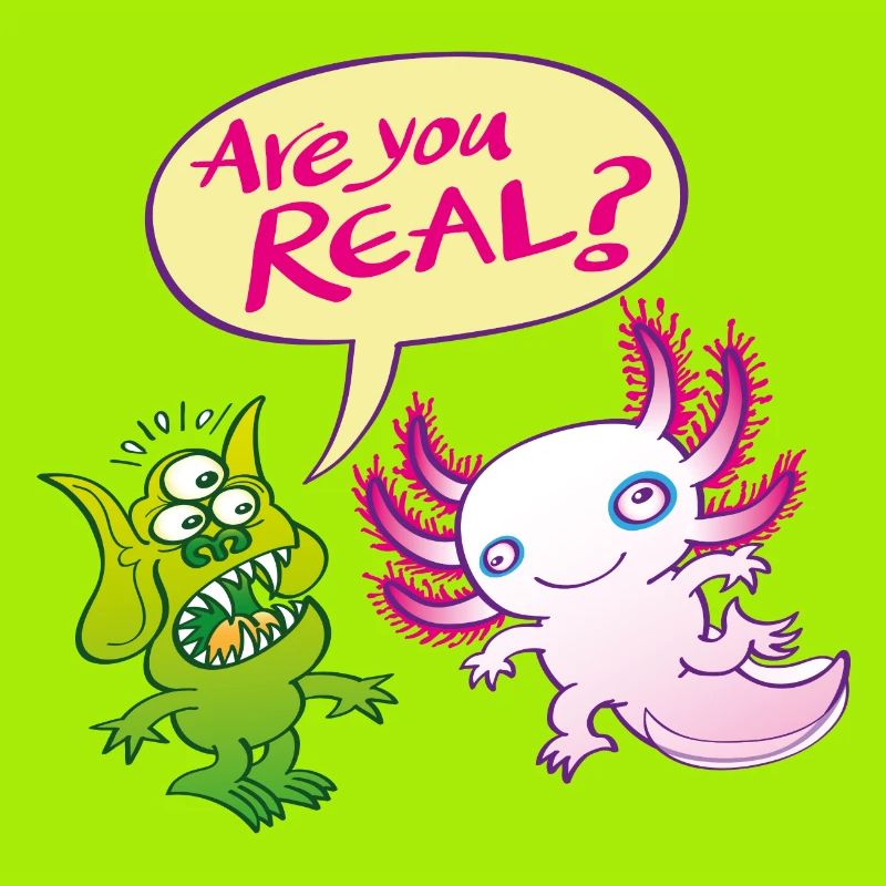 Alien surprised wonders if the axolotl is real