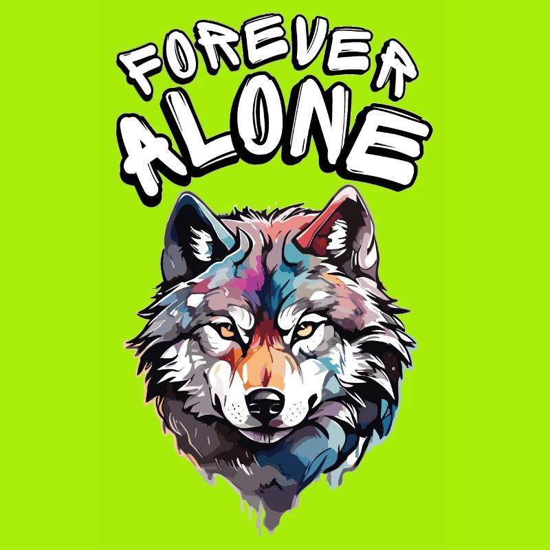 Ein farbenfrohes Wolfsporträt mit einer Botschaft