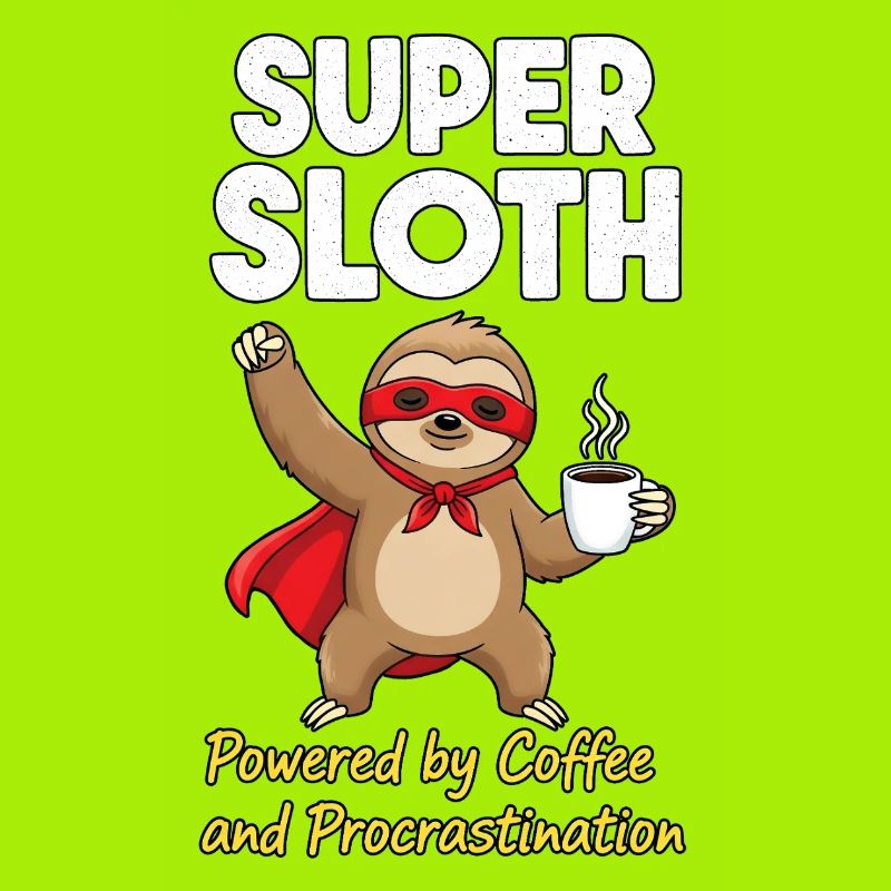 Super Sloth Held Coffee Cape