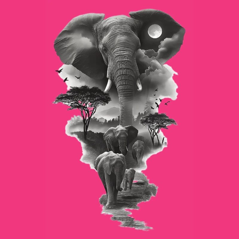 Lunar Elephants Silhouette
