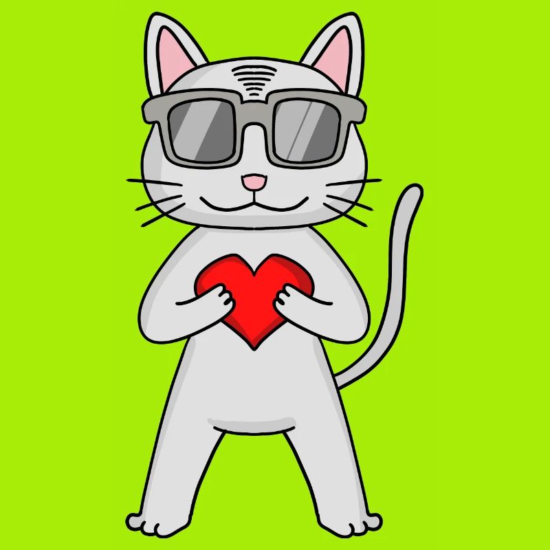 Devon Rex mit Sonnenbrille und Herz
