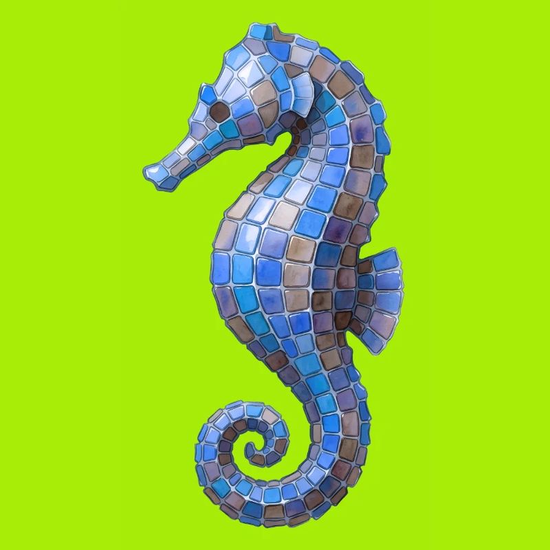 Seepferdchen Mosaik - Blaues Meeres-Design