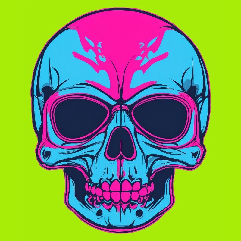 Neon Schädel Pink Blau