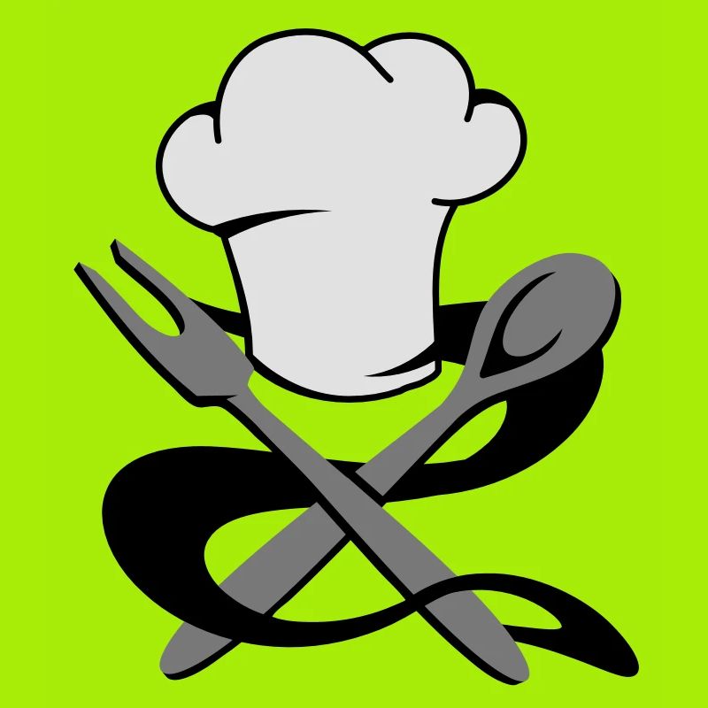 A chef's hat with spoon and fork