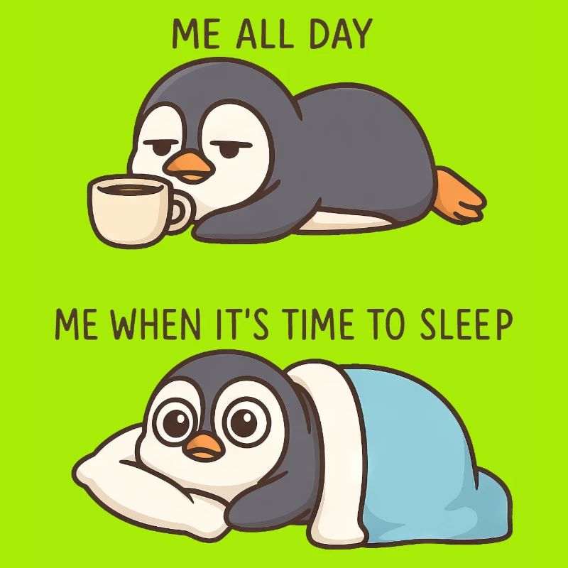 Funny Cartoon Penguin Coffee Lover