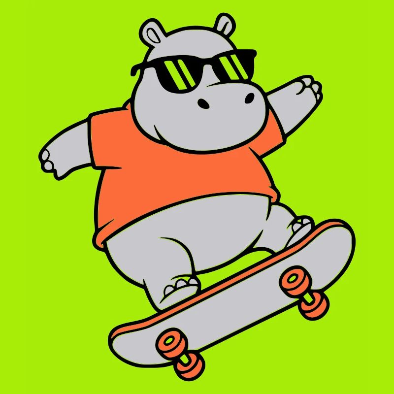 Cooles Nilpferd Skater Skateboard Vektor