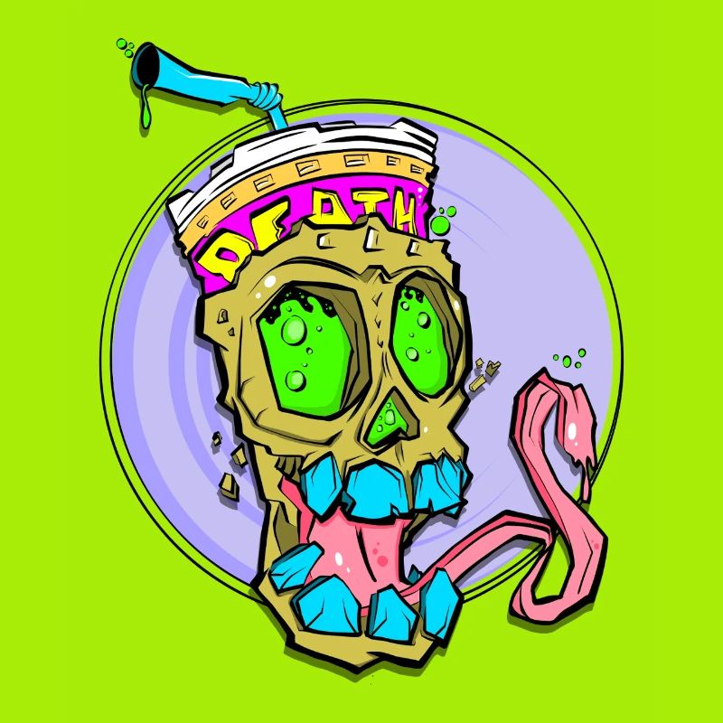 Neon Schädel mit Farbschock