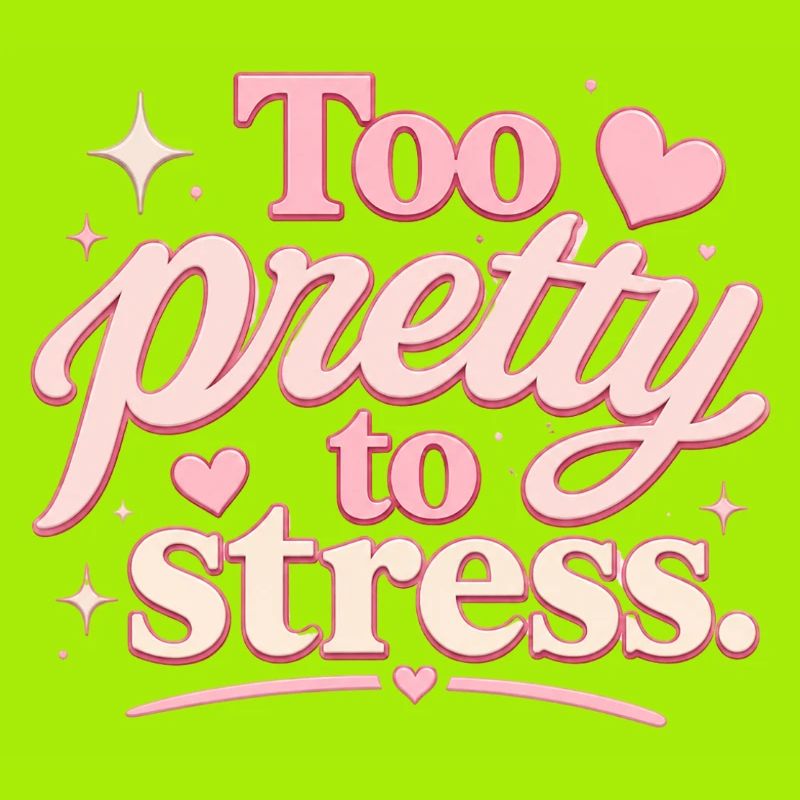 Too Pretty To Stress – Pink Script