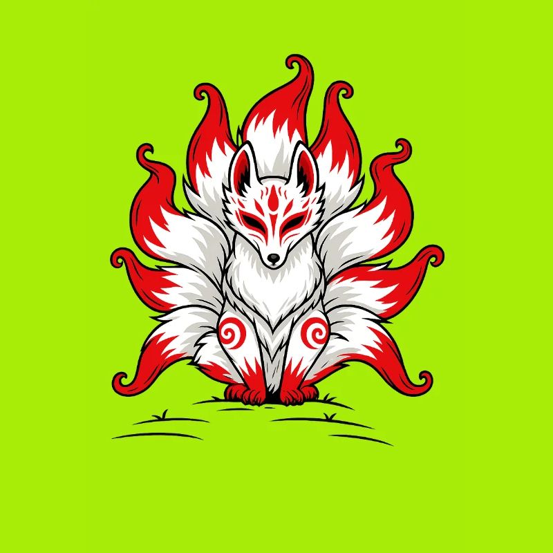 Artistic Mythical Fox in Japanese Style