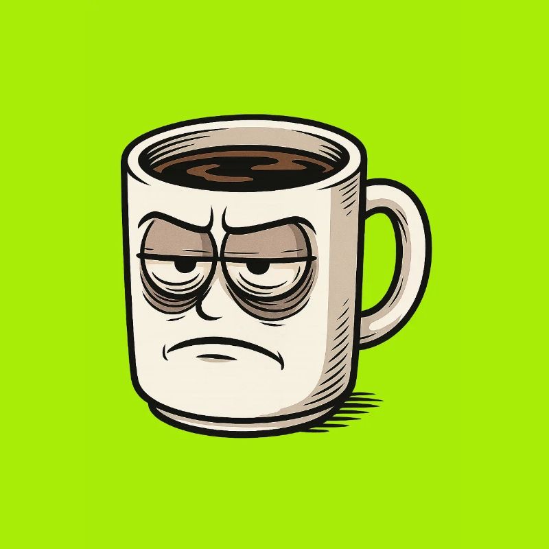 Coffee cup with grumpy face