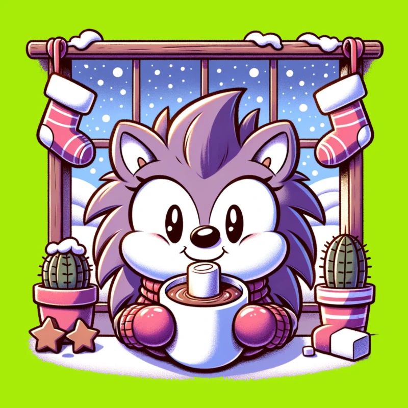 Hérisson sur le thème de l’hiver