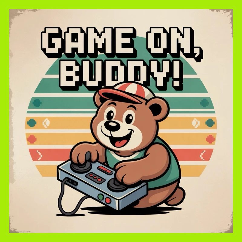 Mignon Teddy Bear Player sur T-shirt
