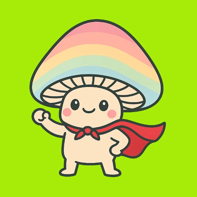 Conception de dessin animé de super-héros de champignon