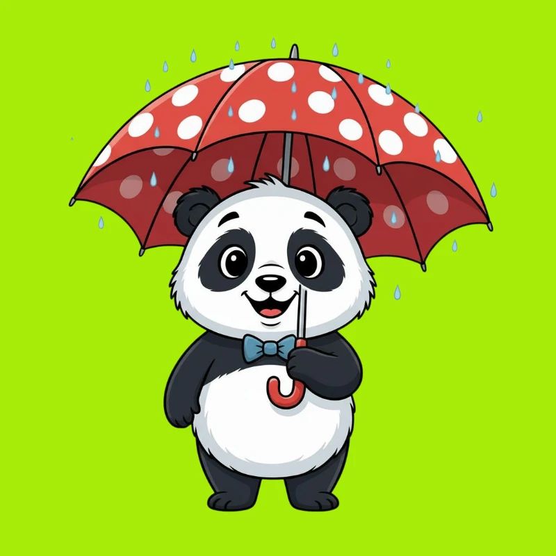 Panda mit rotem Regenturm