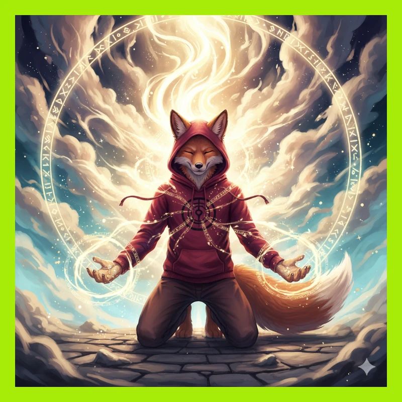 Fox in the Magic Circle Pullover Hoodie