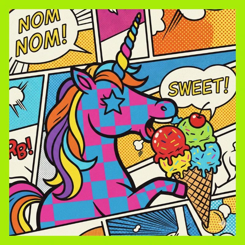 Einhorn-Pop-Art-Delight-Regenbogen