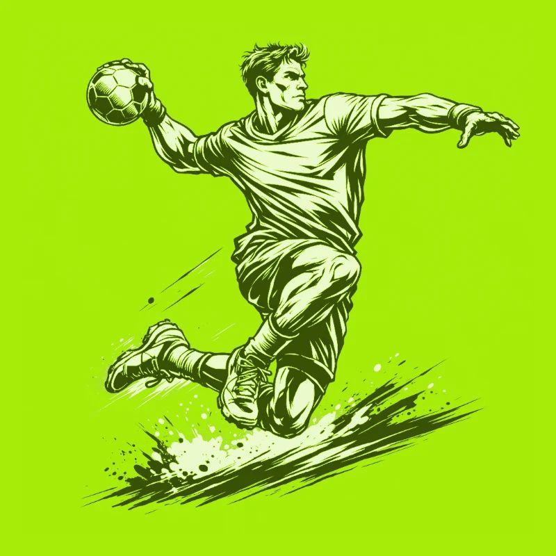 Dynamischer Handballer im Comic Stil