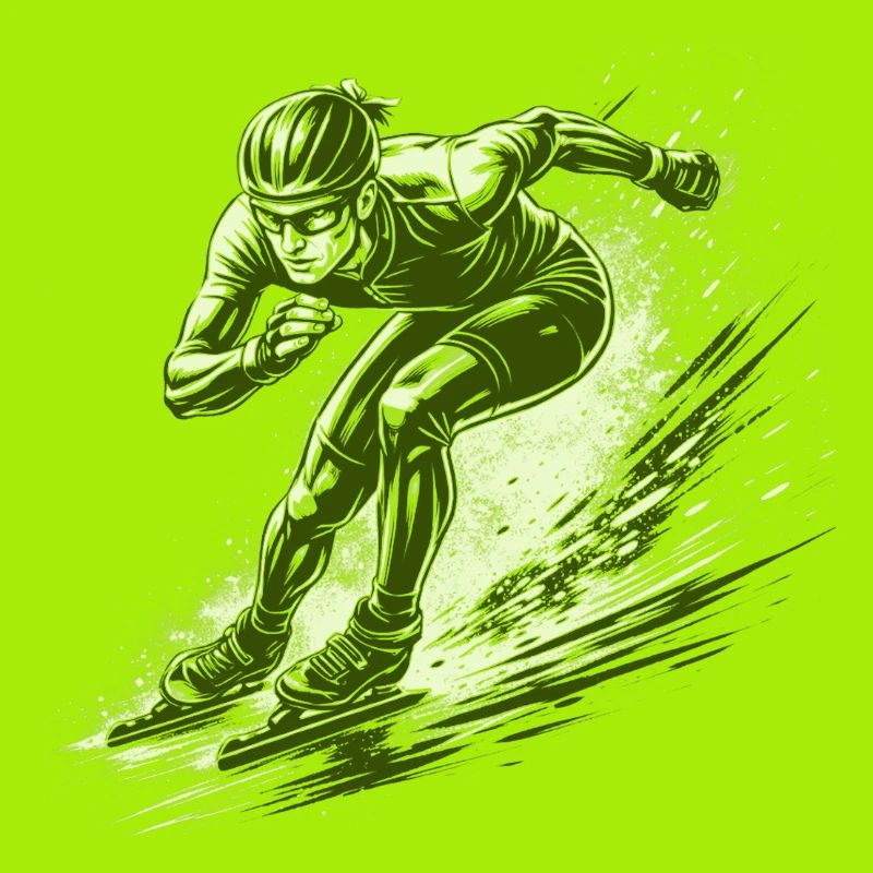 Speed skaters in full dynamics