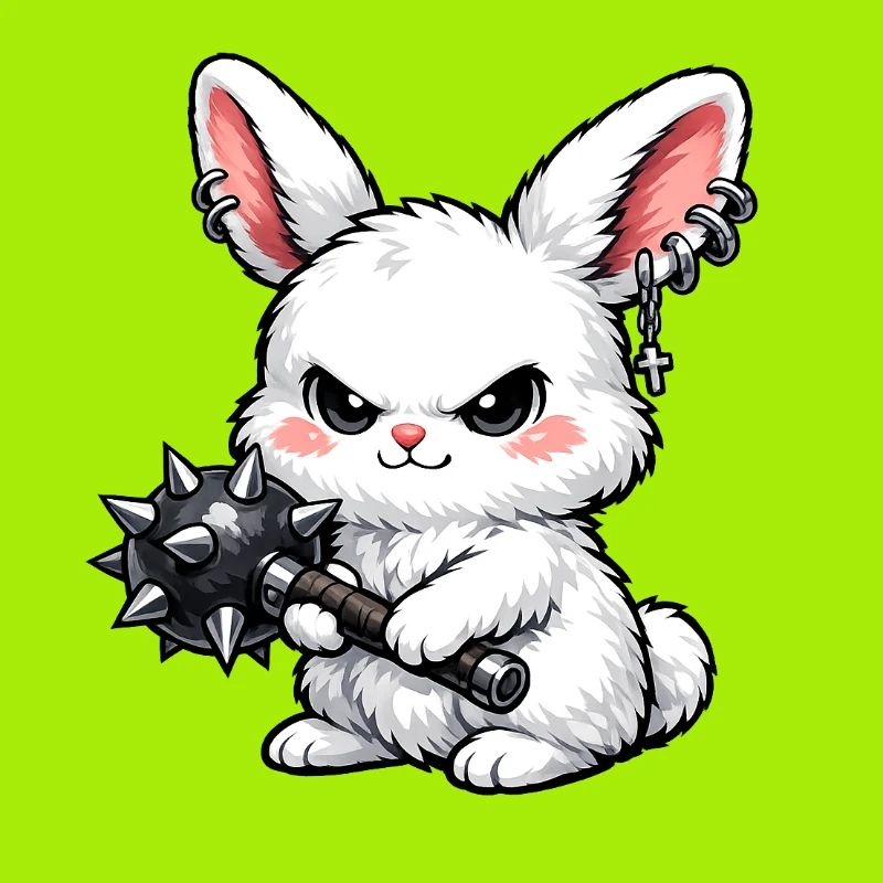 Lapin câlin avec marteau à pointes