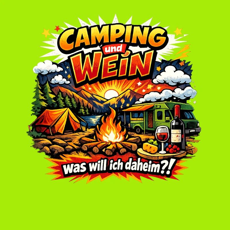 Camping und Wein Lagerfeuerabend