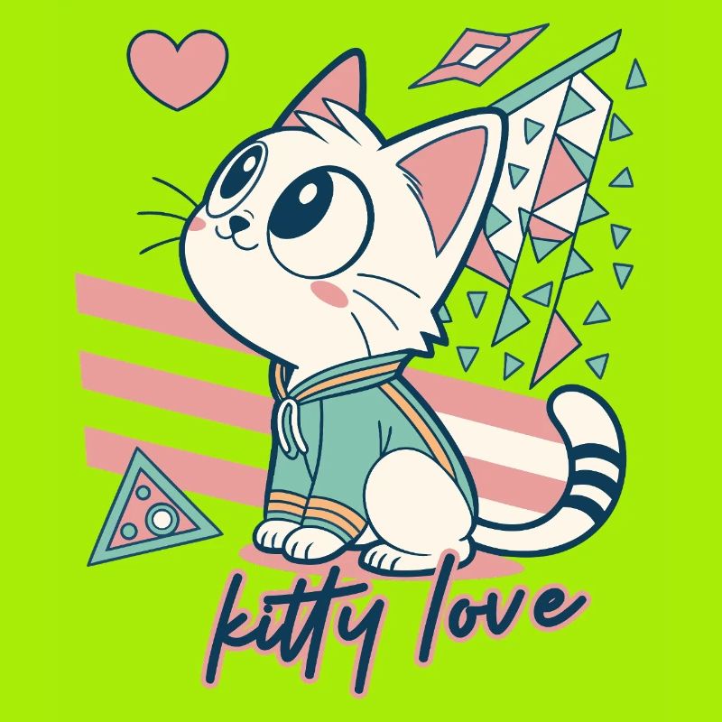 Kitty Love Geometric Pop Art