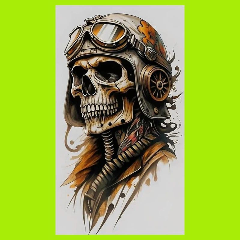 Skeleton pilot in steampunk style