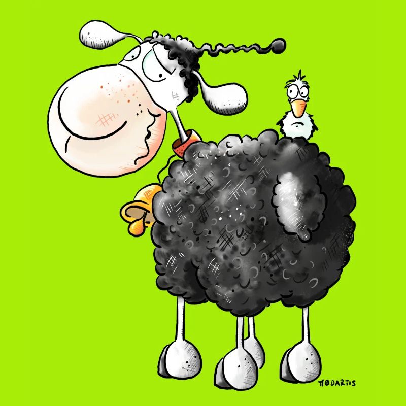 Funny Curly Sheep - Cartoon