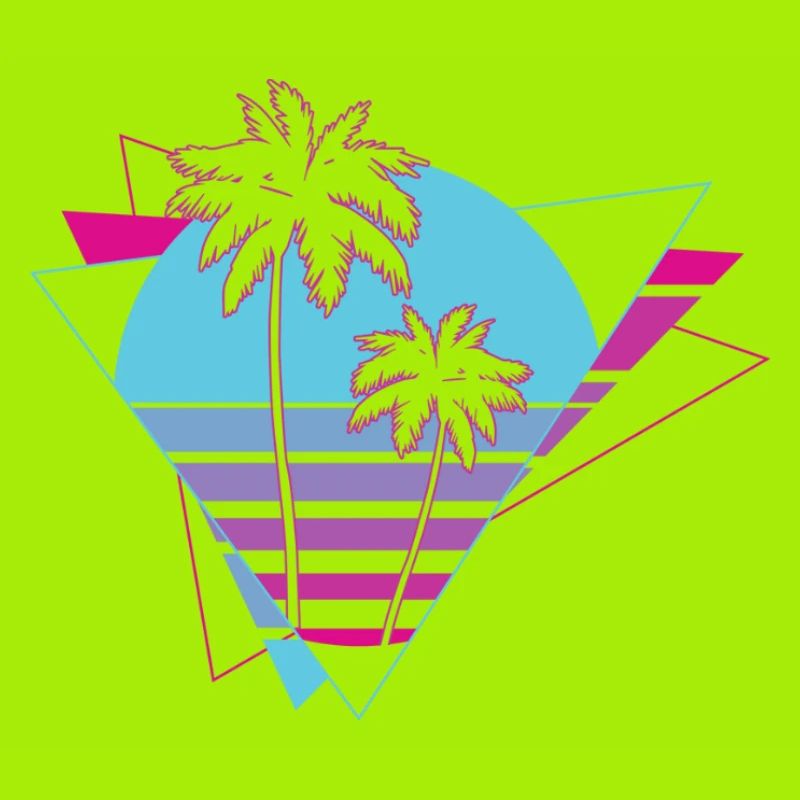 Neon Palm Trees Retro Scene