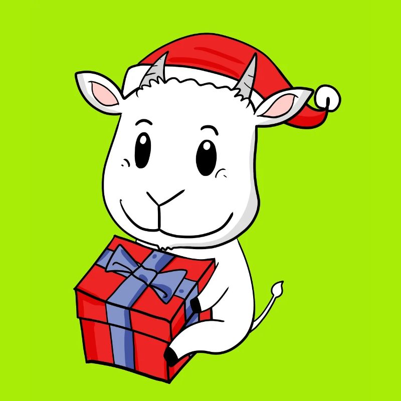 Bébé Chèvre de Noël avec cadeau
