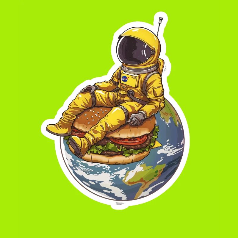 Astronaute doré sur Burger – Design alimentaire spatial