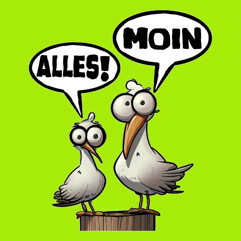Humorvolle Möwen mit Sprüchen Moin