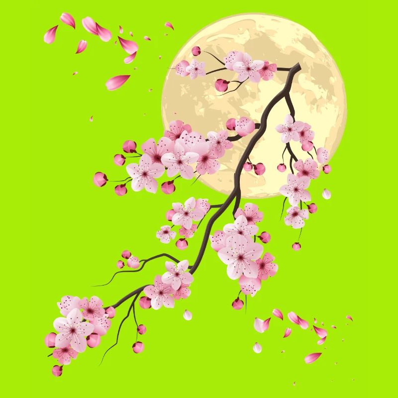 Full Moon with Cherry Blossom