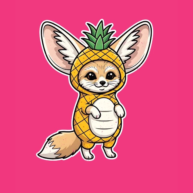 Fennek mit Ananas Comic Shirt Geschenk