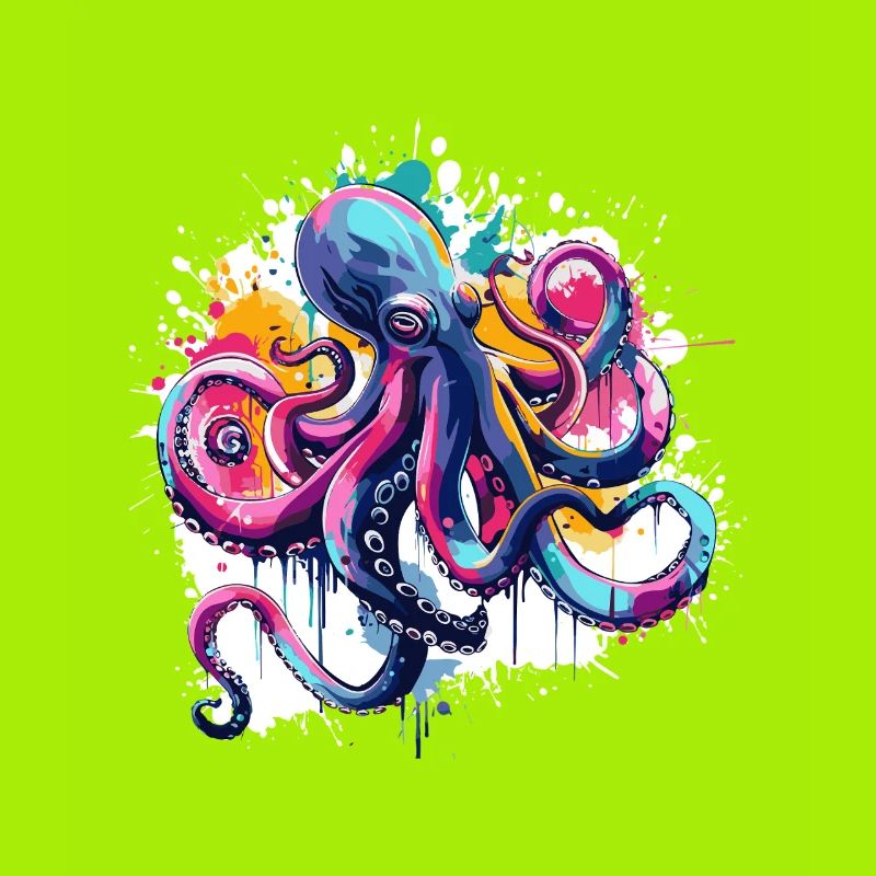Colorful octopus paint splash