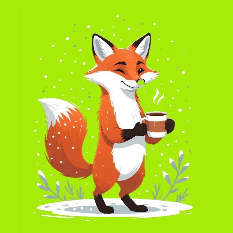 Fuchs mit Kaffee im Winter
