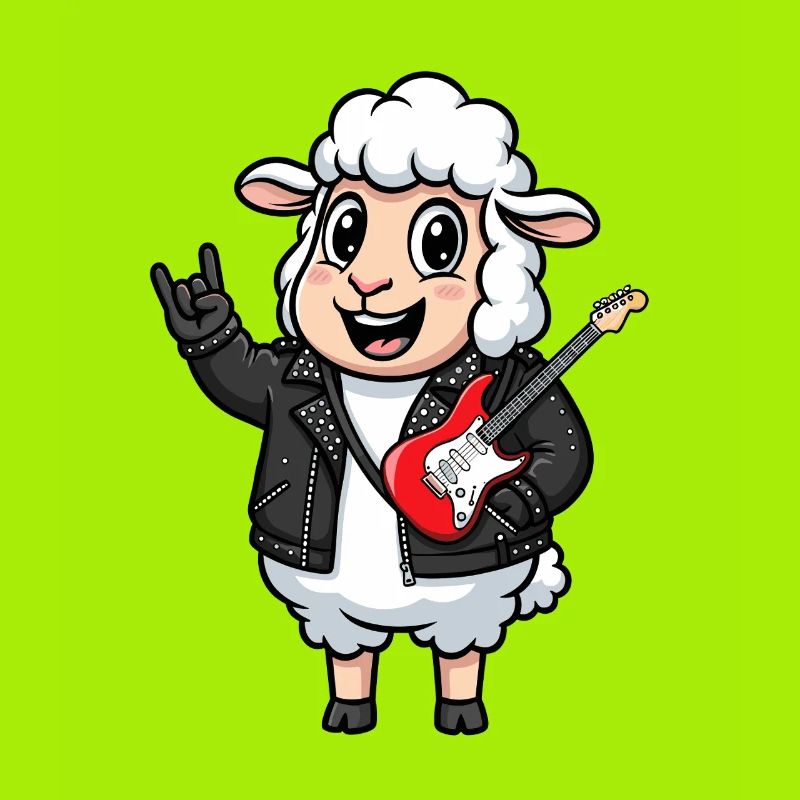 Rocker Sheep mit E-Gitarre
