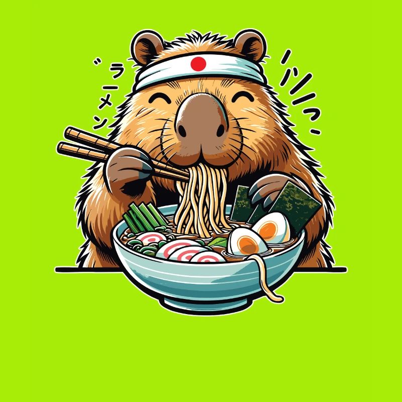 Capybara mit Nudeln Ramen kawaii Capybara