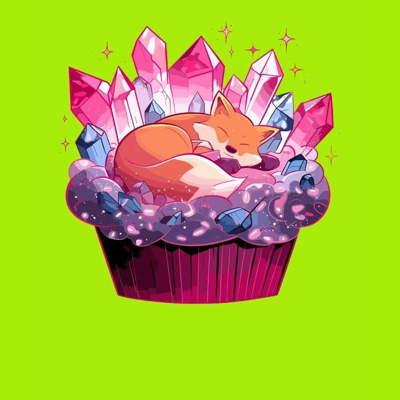 Cuddly fox in crystal cupcake