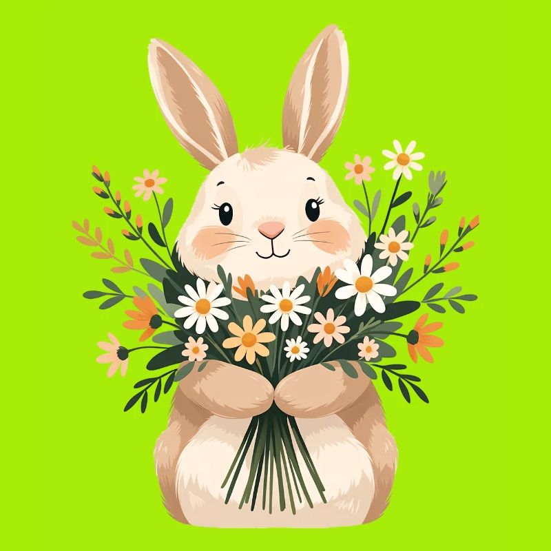 Bunny with spring bouquet